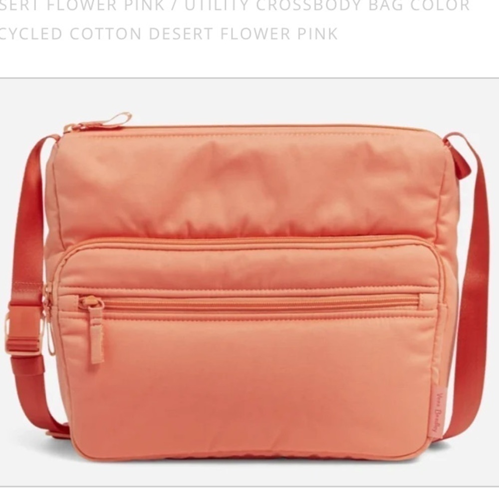 Vera Bradley NWT Utility Crossbody Bag EcoRecycled Cotton Desert Flower Pink